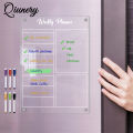Qiunery Acrylic Calendar For Fridge Magnetic Weekly Planning Board Clear Memo Note Board With 6 Markers For Office Home School. 