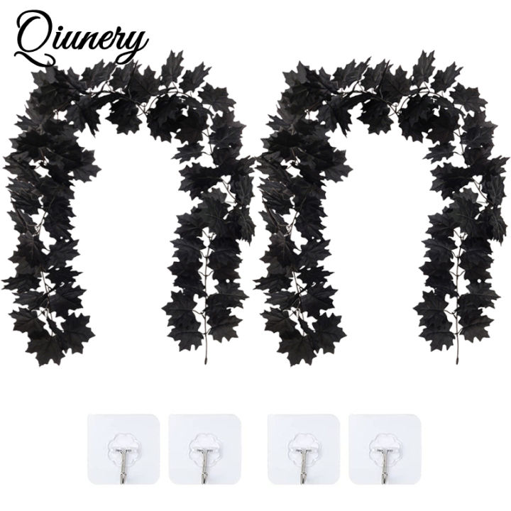2PCS%20Halloween%20Maple%20Leaf%20Garland%20With%204pcs%20Hook%20Artificial%20Hanging%20Floral%20Garlands%20Fall%20Leave%20Vines%20For%20Christmas%20Thanksgiving%20Decor%20-%20Image%202