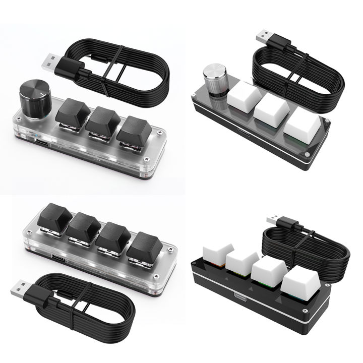 3 Key 1 Knob/4 Key One Handed Mechanical Gaming Keyboard Red Switches Wired USB Mini Mechanical BT Keyboard Mechanical Macropad