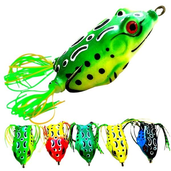 2.4'' Long Realistic Topwater Frog Soft Silicone Frog Fishing Lures with Double Concealed Hooks Frog Bait for Fish Over 1kg Topwater Frog