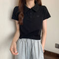 6535 Cotton Summer Korean Style 2022 New Slim Fit Slimming Embroidered POLO Collar Hot Girl Style Short Sleeve T Women's T-shirt. 