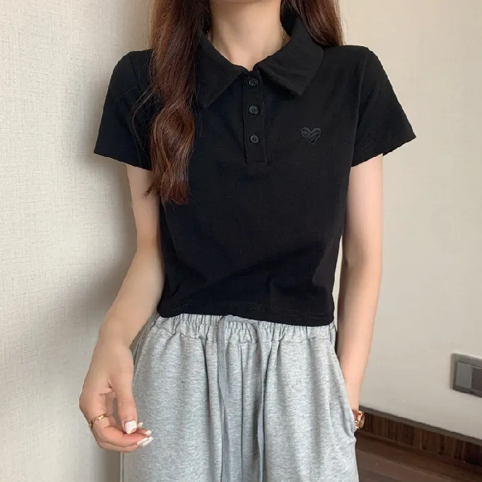 6535%20Cotton%20Summer%20Korean%20Style%202022%20New%20Slim%20Fit%20Slimming%20Embroidered%20POLO%20Collar%20Hot%20Girl%20Style%20Short%20Sleeve%20T%20Women's%20T-shirt%20-%20Image%208