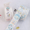 500PCS Sanrio Sweating Sticker Round Seal Sticker Self-adhesive Label Children's Cartoon Roll Roll Sticker.