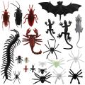 Plastic Realistic Bugs, Spider Bat Cockroach Insect Toys for Halloween Party (3+ age). 