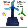Table Fan Stand Plastic Body With Switch and profellor for 4v to 12v Dc Motor. 