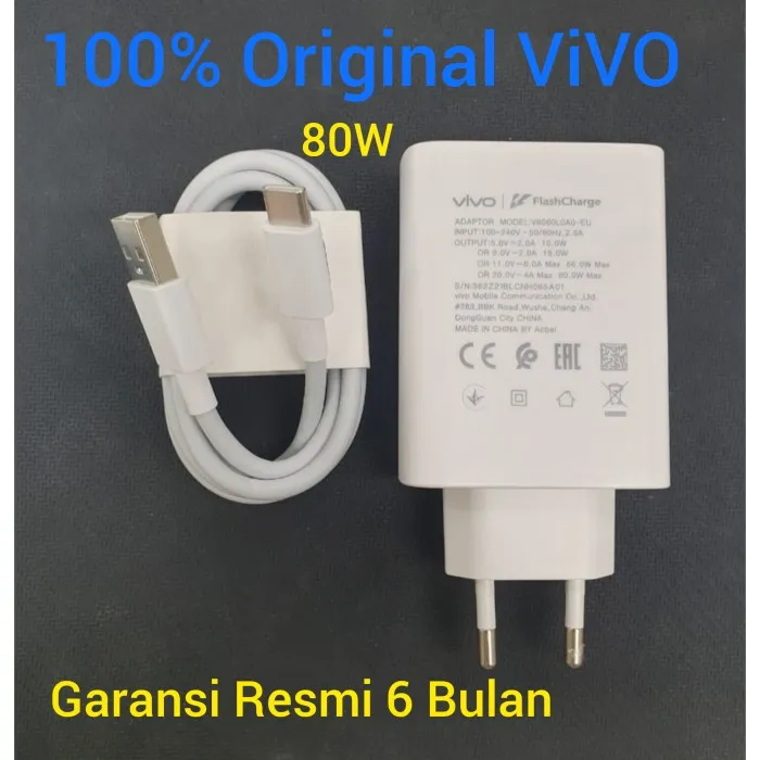 Vivo 80W Fast Charger Flash Charging Power Adapter Usb Type C