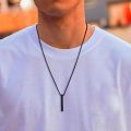 Black Square Necklaces for Men, Stainless Steel Geometric Pendant Neck Collar Gift Jewelry Chain For Men.