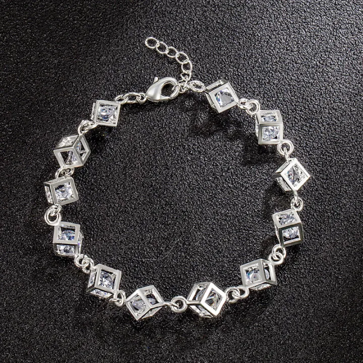 AliExpress%2012%20Pieces%20Rubik's%20Cube%20Bracelet%20Silver-Plated%20Checkered%20White%20Diamond%20Colored%20Diamond%20Bracelet%20Foreign%20Trade%20Wholesale%20-%20Image%206