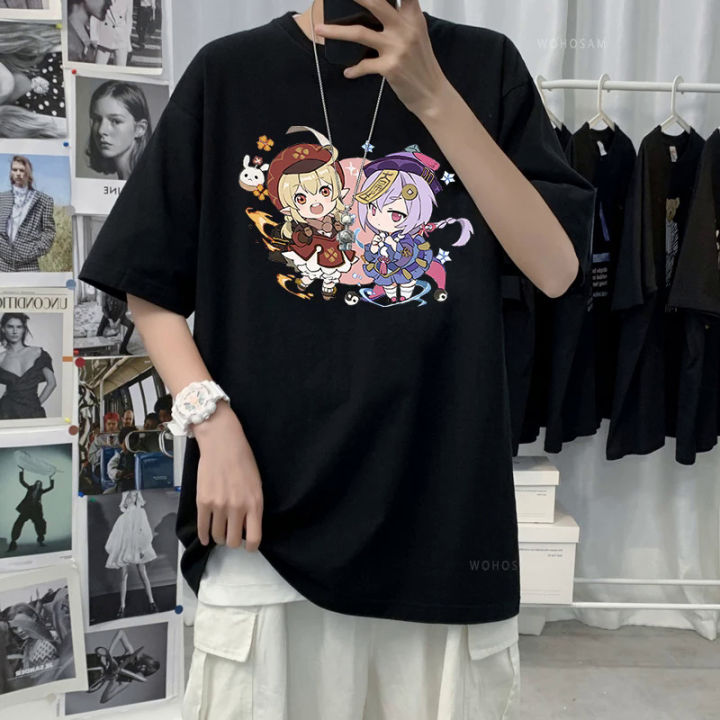 2023%20Fashion%20Game%20Anime%20Genshin%20Impact%20Kawaii%20Klee%20Qiqi%20Gan%20Yu%20Short%20Sleeve%20T-Shirt%20Harajuku%20Summer%20Casual%20Oversize%20Women%20Men%20T%20-%20Image%202