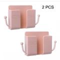 2 PCS Mobile Phone Charging Hanging Holder Multifunction Wall Mounted Plug Bracket Remote Control Mounted Storage Box. 