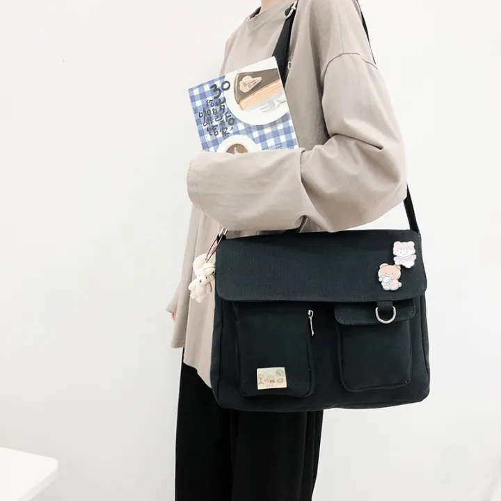 Canvas%20Shoulder%20Bags%20for%20Women%20men%20Simple%20Large%20Capacity%20Messenger%20Crossbody%20Tote%20Shopper%20Bag%20Young%20Student%20Women's%20School%20bags%20-%20Image%203