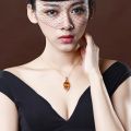 Live Pendant 18K gold-plated temperament pear-shaped large loose stone 22 carat Brazilian citrine pendant necklace. 