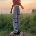 Embroidered straight-leg jeans women's summer and autumn 2024 new plus-size pear-shaped figure shows thin high-waisted loose wide-leg pants.