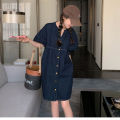 Large Size Loose Dress Summer Thin Denim Dress Mid-Length Korean Style Hong Kong Style High-End Pregnancy Can Also Be Worn.