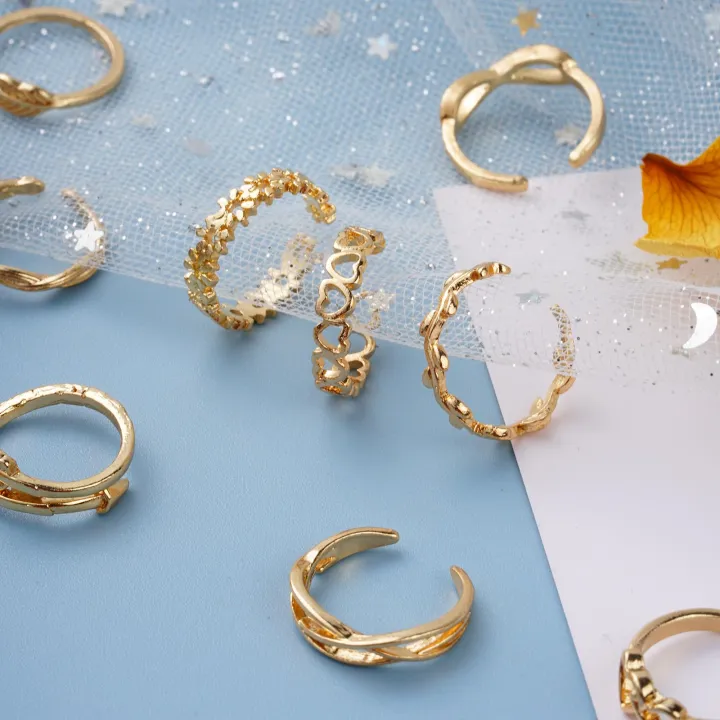 12PCS%20Barefoot%20Finger%20Rings%20Summer%20Women%20Rings%20Arrow%20Knot%20Star%20Moon%20Foot%20Set%20Jewelry%20Accessories%20Shapewear%20-%20Image%203
