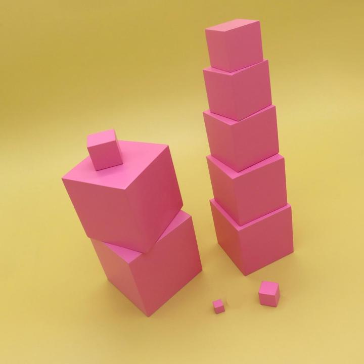 Montessori Learning Pink Tower Stacking Cubes Size Sorting Matching Game Brain