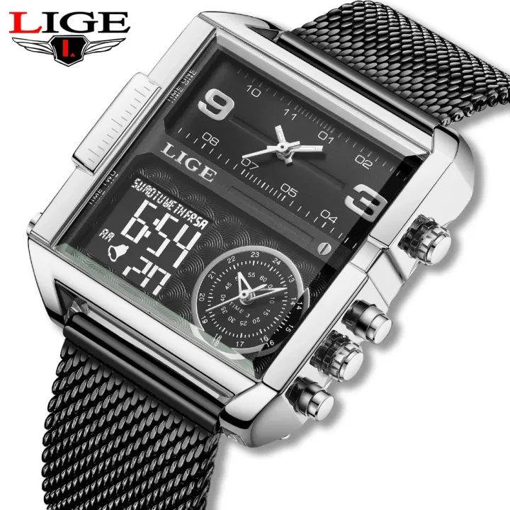 LIGE%20Fashion%20Black%20Steel%20Watch%20Men%20Digital%20Dual%20Display%20Watch%20Sports%20Chronograph%20Waterproof%20Quartz%20Wristwatch%20Men%20Military%20Watch%20-%20Image%205