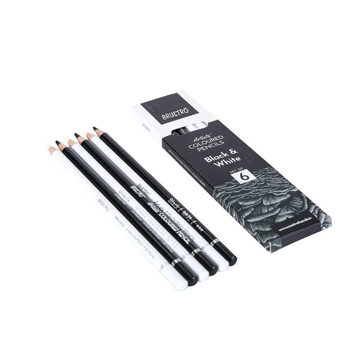 Brustro%20Artists%20Black%20&%20White%20Coloured%20Pencils%20Set%20of%203%20Whites%20and%203%20Blacks%20-%20Image%202