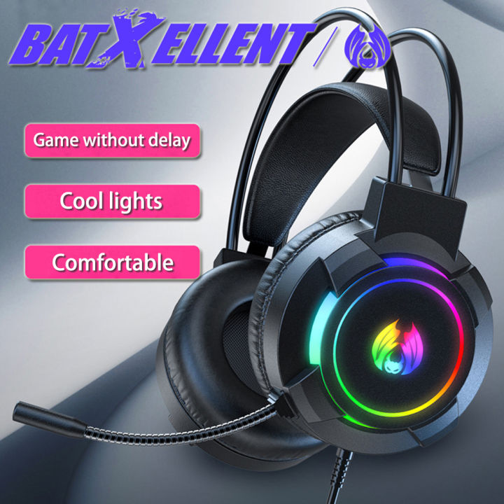 Gaming Headset Stereo Surround Bass Headset Computer Gaming Console with Microphone RGB Illuminated Headset