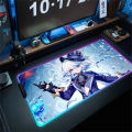 Genshin Impact Furina Anime Mouse Pad LED PC Kawaii Girl Mousepad Gamer Cabinet Keyboard Pad RGB Gaming Accessories XXL Desk Mat.