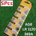 5Pcs Alka-line Button C-oin Cell Battery 1.55V LR1120 AG8 389A LR55 SR55 L112 Disp-osable 45mAh 1.5 Volt Batteries.