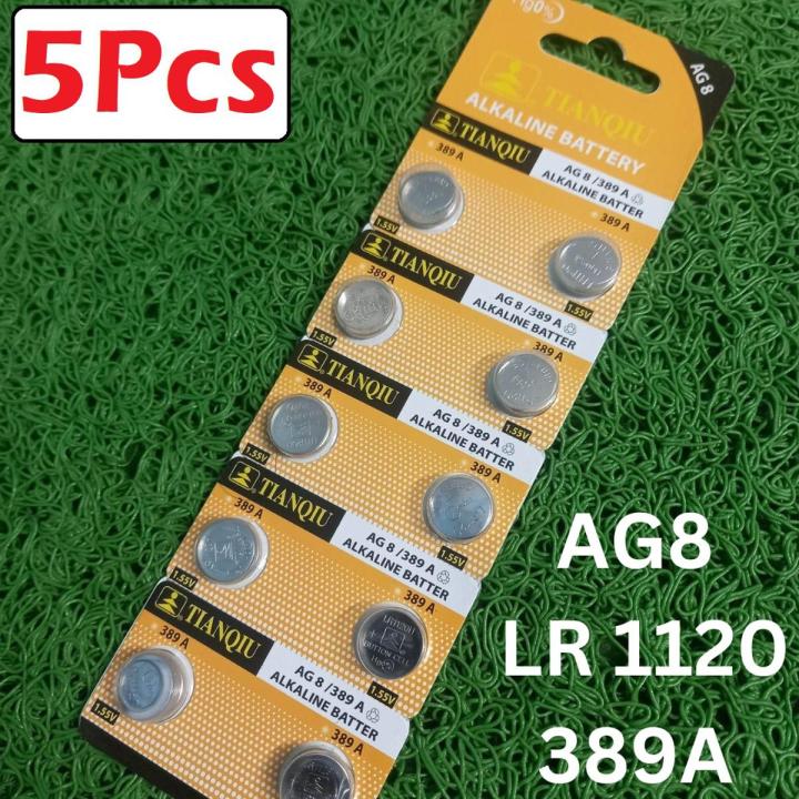 5Pcs Alka-line Button C-oin Cell Battery 1.55V LR1120 AG8 389A LR55 SR55 L112 Disp-osable 45mAh 1.5 Volt Batteries