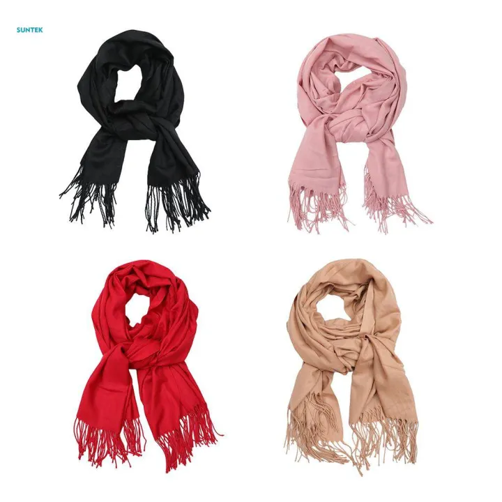 Womens%20Long%20Large%20Pashmina%20Shawl%20Wrap%20Scarf%20in%20Solid%20Colors%20Khaki%20-%20Image%206