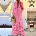 bohemian maxi dress large size dress bohemian style collar lace dress season solid color v 2022 fall vestidos tassel ladies. 