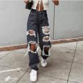 Women's Fashion Sexy Jeans Casual High Waist Pants Ripped Trousers Women Jeans Retro Denim Ripped Holes Frayed Loose Jeans Women.