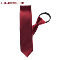【Limited Stock Available】 HUISHI Pre-tied Zipper Tie Neck Mens Skinny Zipper Neckties Red Black Blue Solid Color Slim Narrow Entertainment Party.