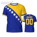 Custom Name Number Bosnia And Herzegovina Flag Emblem 3D T-shirts For Men Women Tees jersey team Soccer Football Fans Gift. 