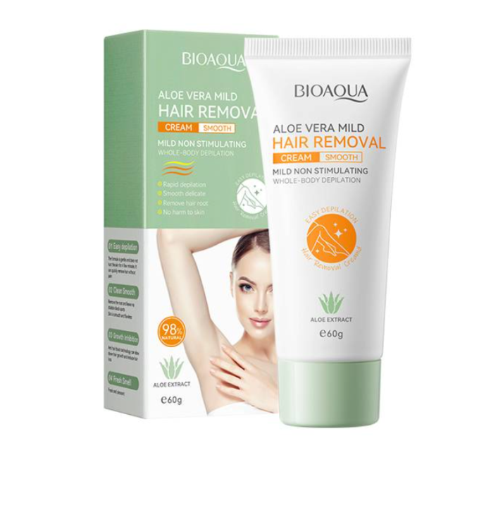 BIOAQUA ALOE VERA MILD HAIR REMOVAL CREAM MILD NON-IRRITATING HAIR REMOVAL CREAM 60G