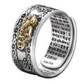 Men's Ring Original Feng Shui Pixiu Mani Mantra Protection Wealth Charms Amulet Lucky Open Adjustable Ring Buddhist Jewelry. 