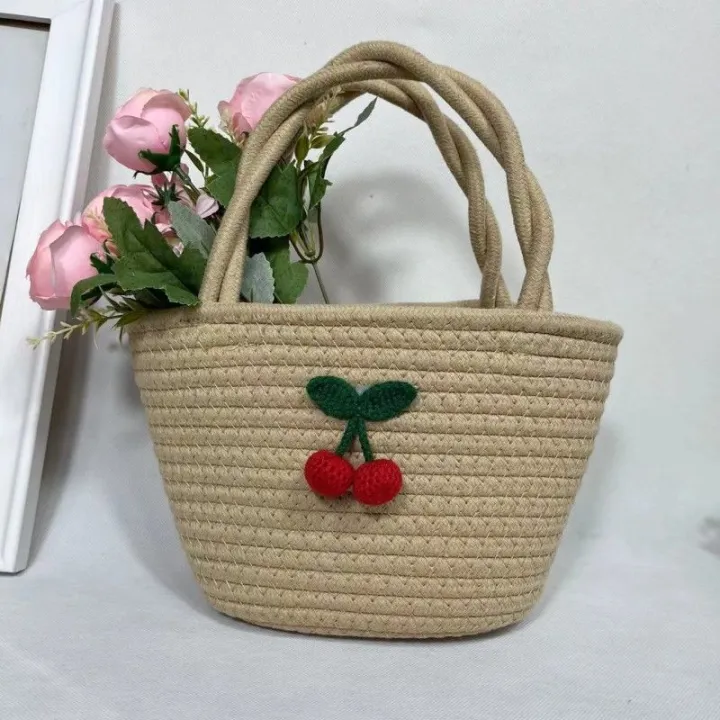 New%20Vacation%20Small%20Flower%20Handmade%20Environmental%20Protection%20Woven%20Bag%20Cotton%20Hand%20Bag%20Internet%20Celebrity%20Snacks%20Cosmetics%20Storage%20Basket%20-%20Image%205