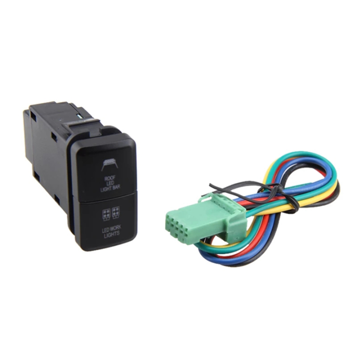 %E3%80%90Online%E3%80%91%202Pcs%2012V%20Car%20Dual%20LED%20Light%20Bar%20Blue/Green%20On-Off%20Push%20Switch%20Button%20ABS%20Push%20Switch%20for%20Prado%20Light%20Button%20-%20Image%208