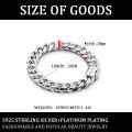 ziqiudie S925 Sterling Silver Platinum-plated Riding Crop Cuban Bracelet Men's Italian upscale men's Silver jewelry 10MM thick. 