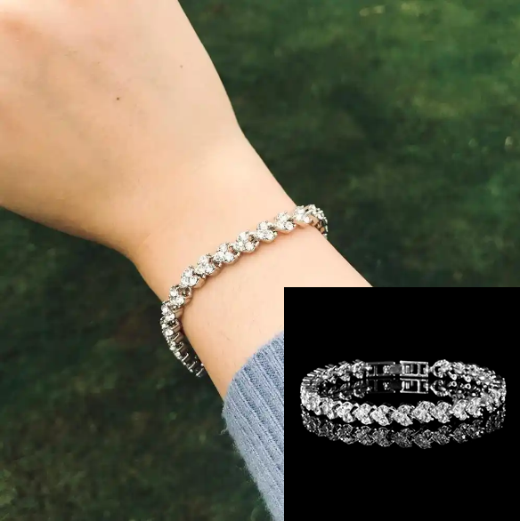 Luxury Diamond Bracelet Bridal Wedding Prom Gift Silver Rose Gold Heart Zirconia Ladies Bracelet