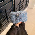 New Fashion Flora Demin Box Shaped Adjustable Chain Crossbody Square Bag Women Girl Shoulder Bagall Flap Bag.