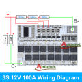 Lithium Battery Protection Circuit Board, Li-POLYMER Balance Charging Board Module, 12V,100A, 3S, BMS. 