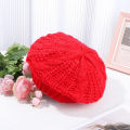 【selevn roind】Winter Warm Vintage Ribbed French Artist Cap Painter Hat Knitted Cap Beret Hat.