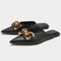 Baotou Half Slippers Women's 2022 Summer New Pointed Toe Buckle Flat Women's Sandals Flat Heel Slip-ons In Stock. 