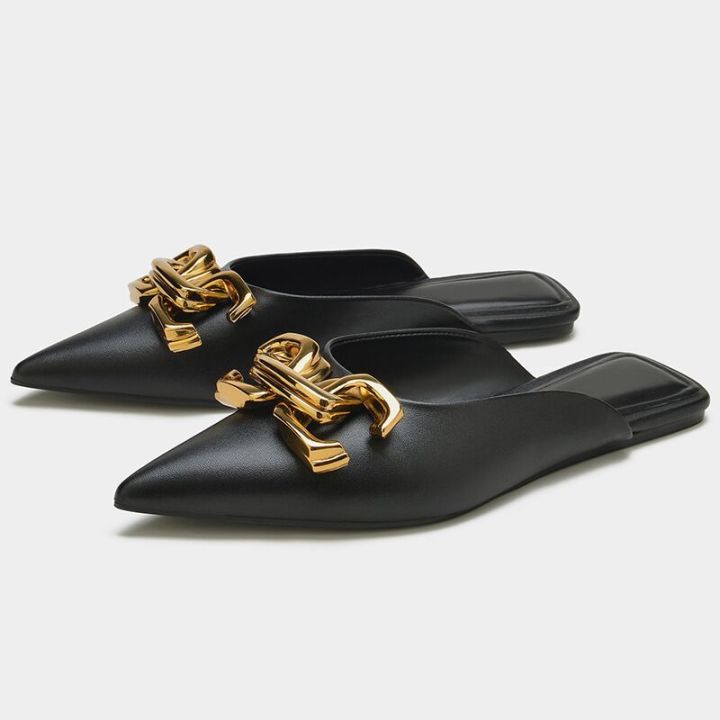 Baotou%20Half%20Slippers%20Women's%202022%20Summer%20New%20Pointed%20Toe%20Buckle%20Flat%20Women's%20Sandals%20Flat%20Heel%20Slip-ons%20In%20Stock%20-%20Image%205