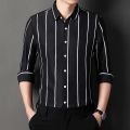 Plus Size 5XL-M High Quality Business Formal Striped Shirts Men Long Sleeve Casual Slim Fit Tuxedo Shirts Social Club Clothing.