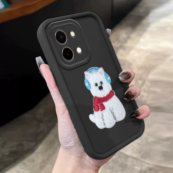 Biruiqu For VIVO Y28 4G With DIY Cute Puppy Sticker - Step Lens Full Pack Thickened Anti-Drop Silicone Phone Case