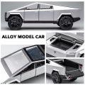 1:28 Tesla Cybertruck Diecast Metal Alloy Model car Sound Light Pull Back Collection Kids Toy Gifts. 