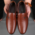 Spring Men Loafers Leather Men Shoes Summer Hollow Breathable Oxfords Man Casual Shoes Slip on Formal Dress Shoes for Man BunnyGarden.