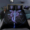 Cool Bull Head Duvet Cover Halloween Cross Bedding Set Microfiber Geometric Comforter Cover King Full For Kids Teen Adults Decor. 