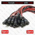 DC Power Pigtail Cable Plug 18AWG 2.1mm x 5.5mm 12V 5A Female Connector. 