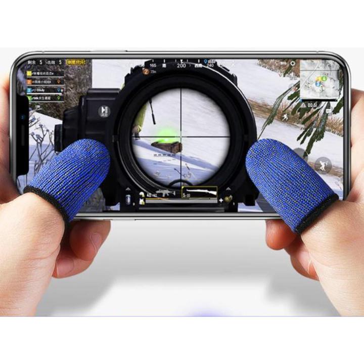 1 Pair Mobile Finger Sleeves - Blue Colour / Sweatproof Gloves for Mobile Gaming Thumb Finger Sleeves - Blue Colour