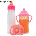 Large size Baby Doll Feeding Bottle Set Baby Care Toy Stroller 2pcs Milk And Juice Bottles With Toy Pacifier For Baby Dolls.